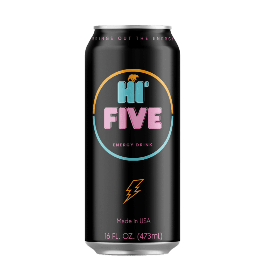 A can of soda with the words hi five written on it.