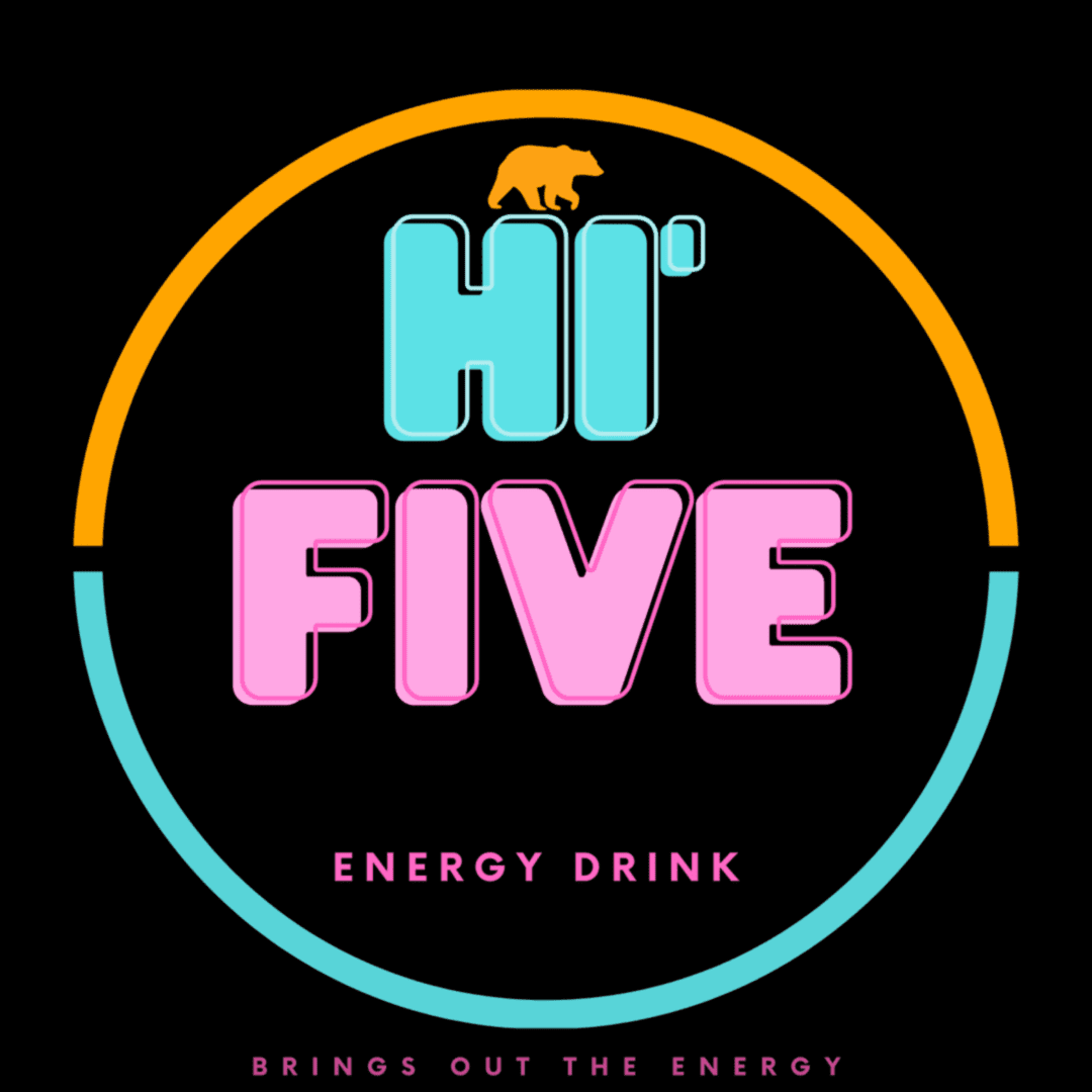 A logo for hi five energy drink.